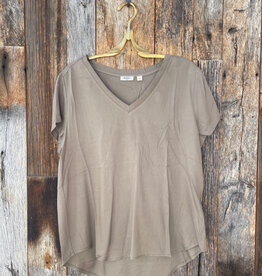 Dylan Dylan S/S Deep V Neck Olive