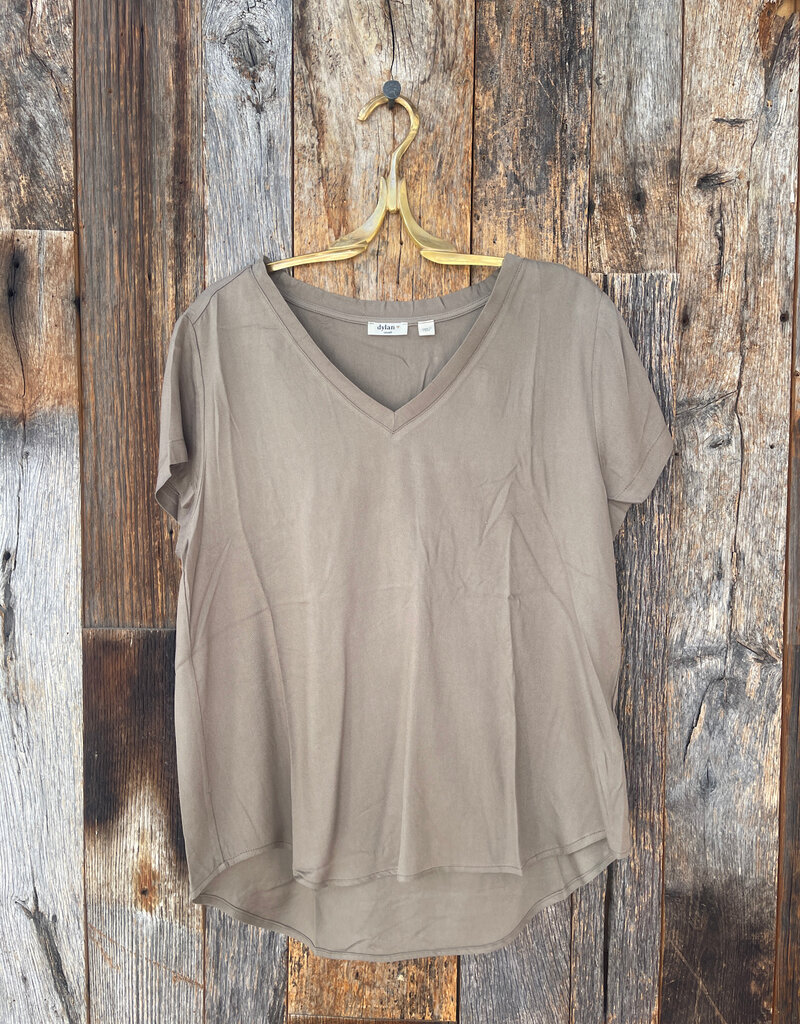 Dylan Dylan S/S Deep V Neck Olive