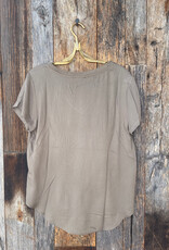 Dylan Dylan S/S Deep V Neck Olive