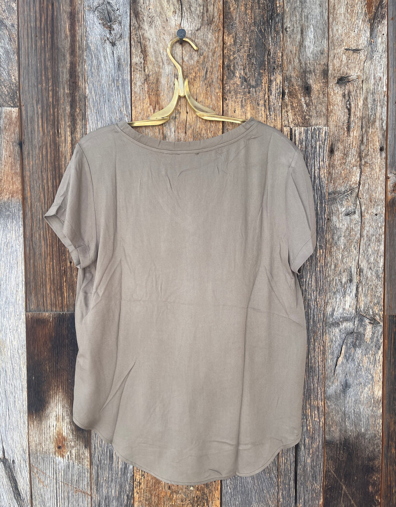 Dylan Dylan S/S Deep V Neck Olive