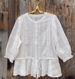 Dylan Dylan Tara Crochet Tie Waist Top White