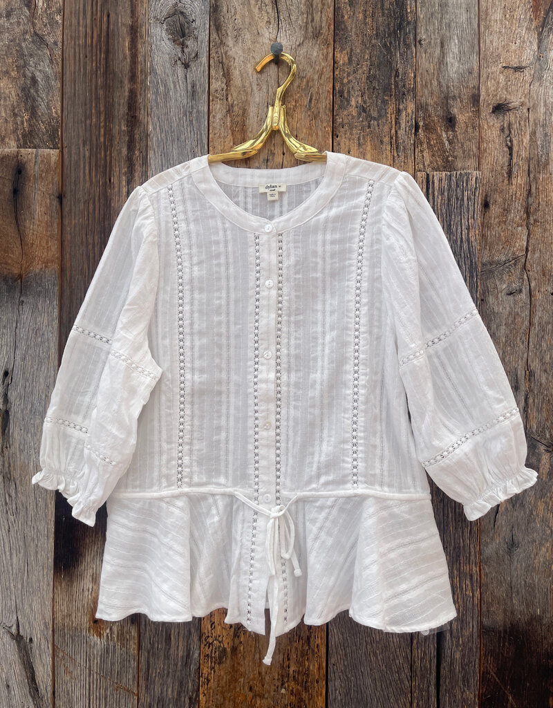 Dylan Dylan Tara Crochet Tie Waist Top White