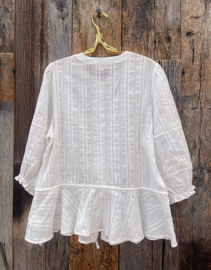 Dylan Dylan Tara Crochet Tie Waist Top White