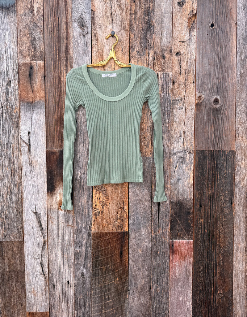 Project Social T Project Social T What's The Scoop Rib L/S Dark Sage