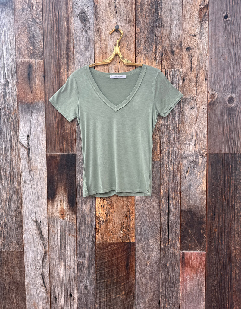 Project Social T Project Social T Ivette V-Neck S/S Dark Sage