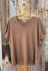 Milio Milano Milio Milano Linen V-Neck Tee Camel