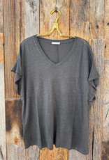 Milio Milano Milio Milano Linen V-Neck Tee Charcoal