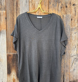 Milio Milano Milio Milano Linen V-Neck Tee Charcoal