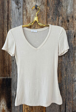 Milio Milano Milio Milano Slim Fit V-Neck Tee Beige