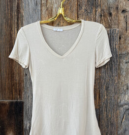 Milio Milano Milio Milano Slim Fit V-Neck Tee Beige