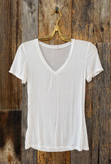 Milio Milano Milio Milano Slim Fit V-Neck Tee White