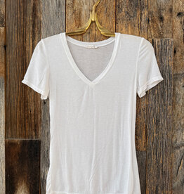 Milio Milano Milio Milano Slim Fit V-Neck Tee White