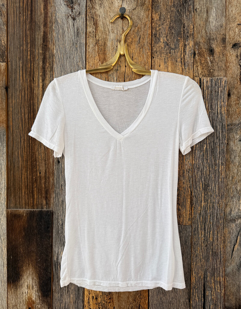 Milio Milano Milio Milano Slim Fit V-Neck Tee White