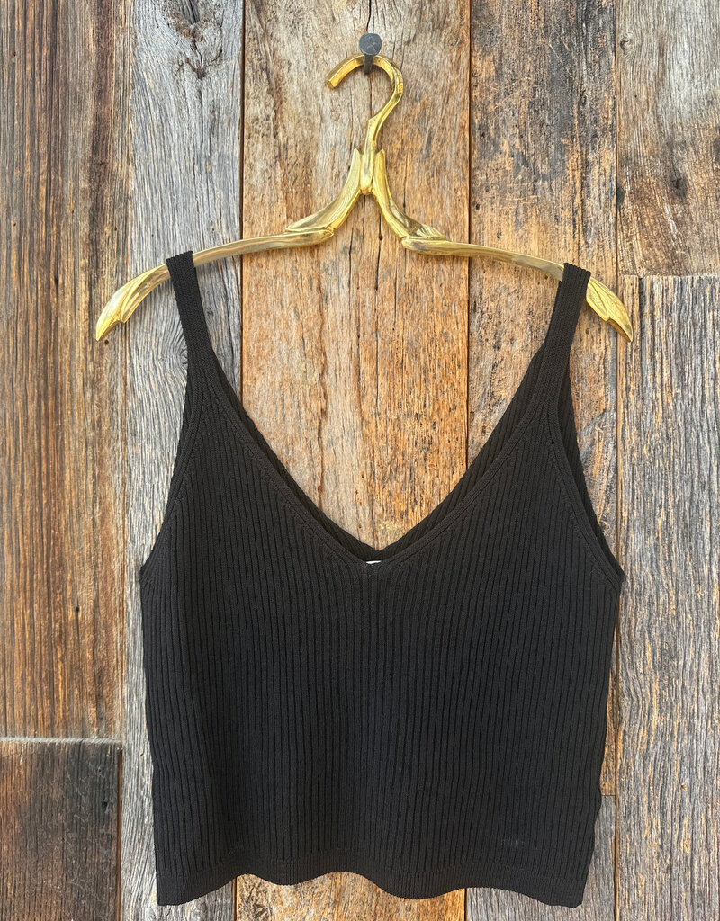 Milio Milano Milio Milano Viscose Rib Crop Tank Black