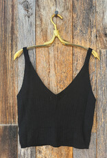 Milio Milano Milio Milano Viscose Rib Crop Tank Black