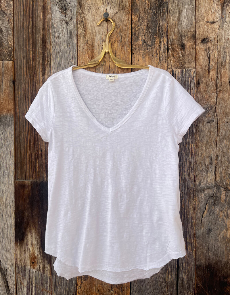 Dylan Dylan Deep S/S V-Shirt Tail White