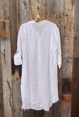 Milio Milano Milio Milano Linen L/S Button Down Dress White