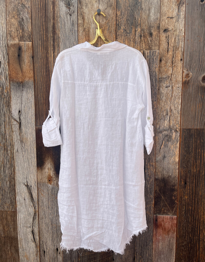 Milio Milano Milio Milano Linen L/S Button Down Dress White