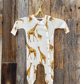 Milkbarn Milkbarn Bamboo Footed Romper Orange Giraffe