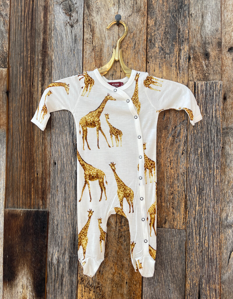 Milkbarn Milkbarn Bamboo Footed Romper Orange Giraffe