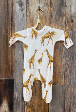 Milkbarn Milkbarn Bamboo Footed Romper Orange Giraffe