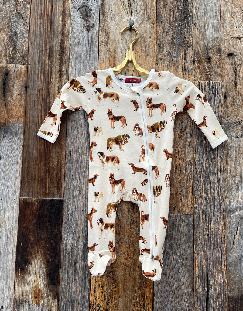 Milkbarn Milkbarn Organic Zipper Footed Romper Natural Dog