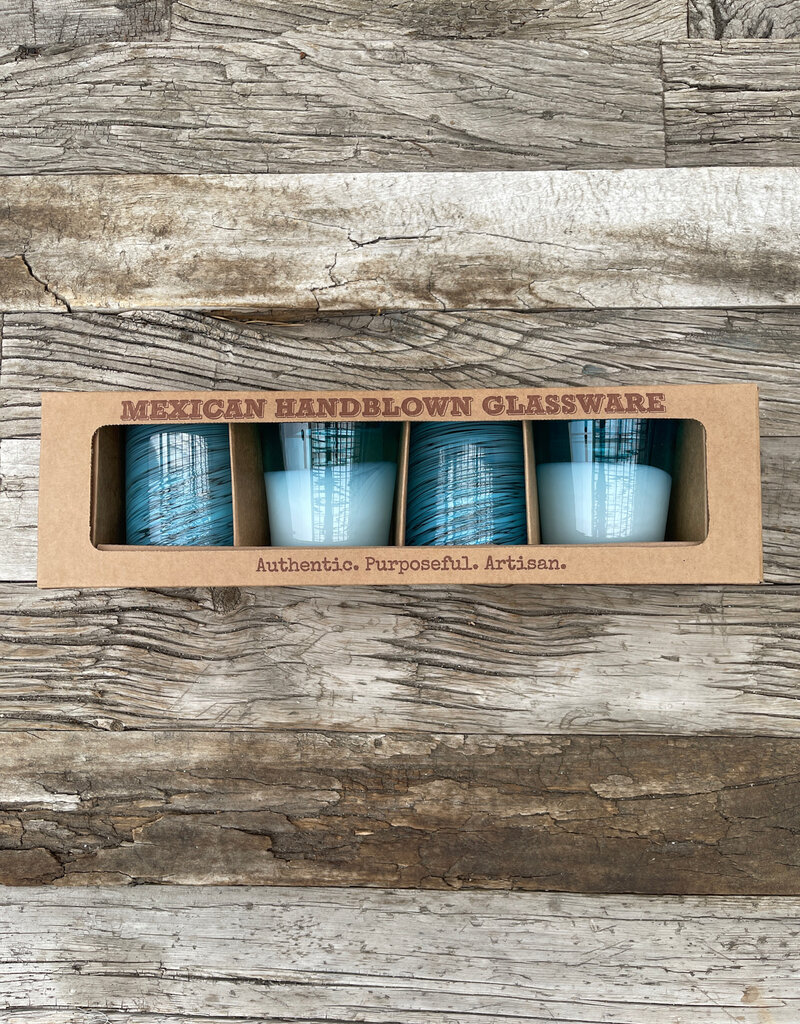 verve culture Verve Culture Mexican Handblown Glasses Set of 4 - Aqua