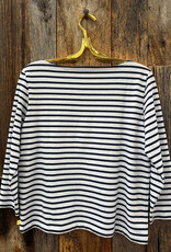 Lilla P Lilla P French Boatneck Knit Top Dark Navy Stripe