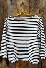 Lilla P Lilla P French Boatneck Knit Top Dark Navy Stripe
