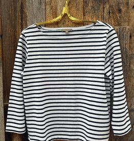 Lilla P Lilla P French Boatneck Knit Top Dark Navy Stripe