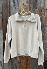 Perfect White Tee French Terry 1/2 Zip Oatmeal