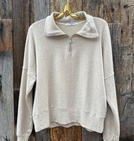 Perfect White Tee French Terry 1/2 Zip Oatmeal