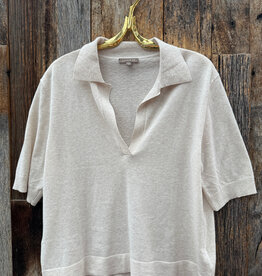 Lilla P Lilla P Elbow Sleeve Polo Sweater Barley