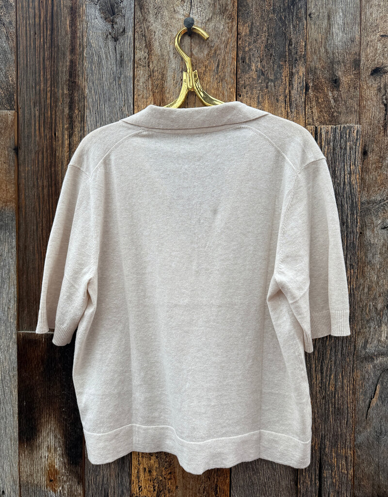 Lilla P Lilla P Elbow Sleeve Polo Sweater Barley