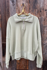Perfect White Tee French Terry 1/2 Zip Pistachio