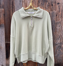 Perfect White Tee French Terry 1/2 Zip Pistachio