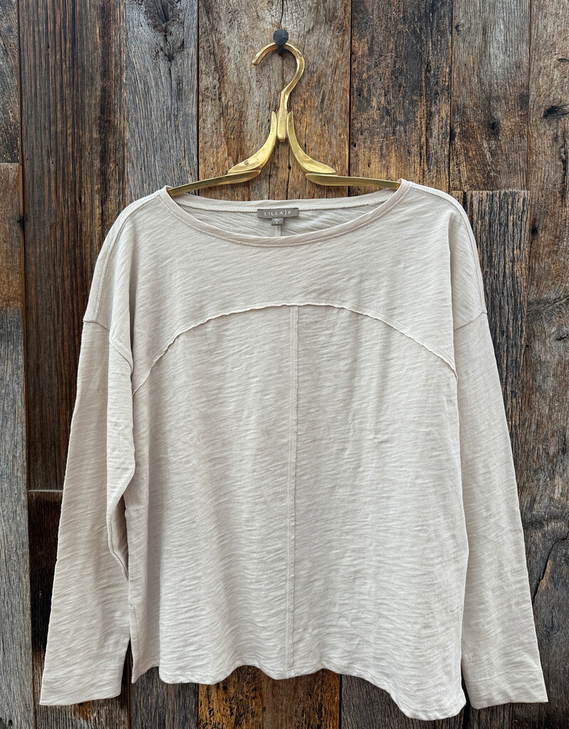 Lilla P Lilla P Drop Shoulder Seamed Boatneck Tee Stucco