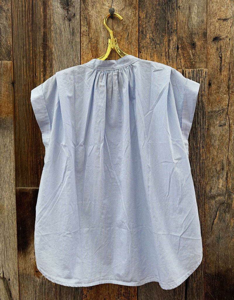 Stateside Stateside Pinstripe Henley Dove Blue