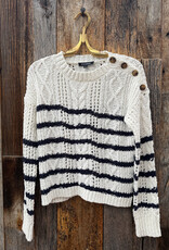 Stateside Stateside Striped L/S Crew Sweater Cream