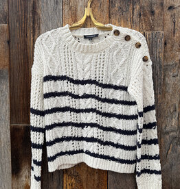 Stateside Stateside Striped L/S Crew Sweater Cream