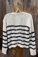Stateside Stateside Striped L/S Crew Sweater Cream