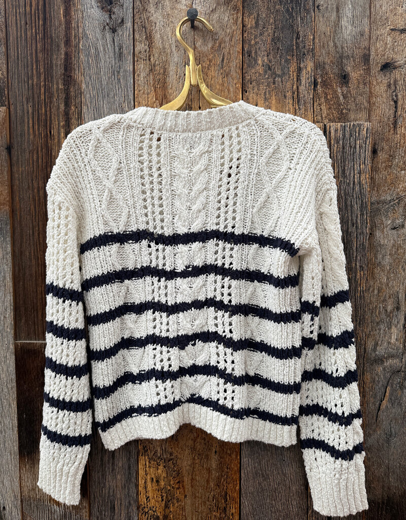 Stateside Stateside Striped L/S Crew Sweater Cream