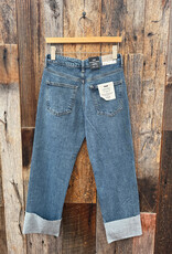 Mavi Savannah Cuffed Straight Leg High Rise Jeans Shaded Classic Blue