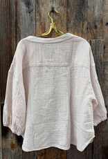 Sundry Double Gauze V-Neck Top Oyster