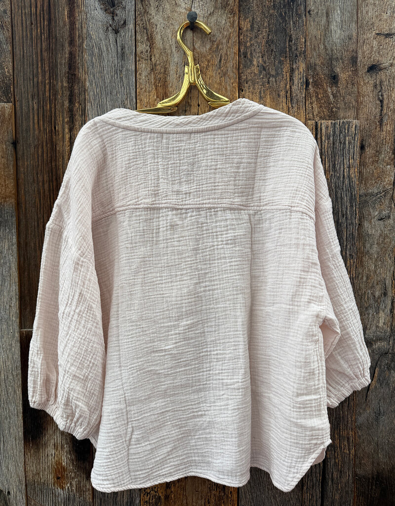 Sundry Double Gauze V-Neck Top Oyster