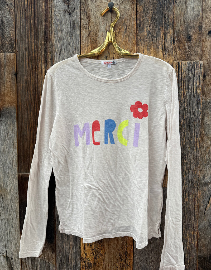 Sundry L/S Pullover Crew Merci Oyster