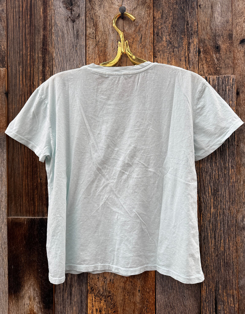 Perfect White Tee Cotton S/S Boxy Crew Aqua