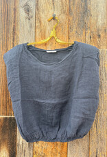 Milio Milano Milio Milano Linen Cropped Blouson Top Navy