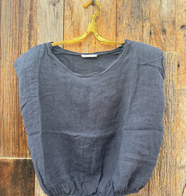 Milio Milano Milio Milano Linen Cropped Blouson Top Navy