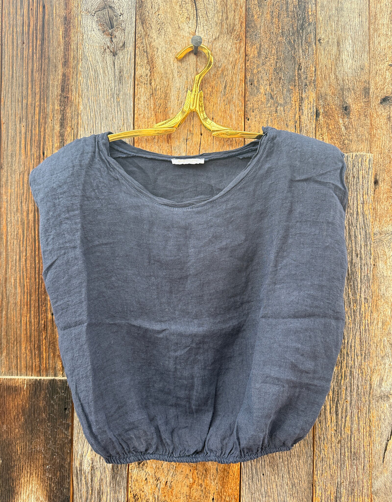 Milio Milano Milio Milano Linen Cropped Blouson Top Navy